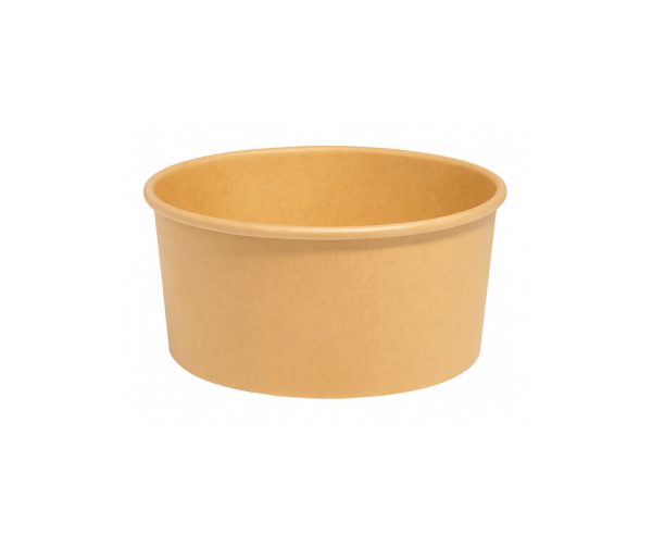 1000ml round Kraft paper bowl filled with fresh salad, perfect for eco-friendly food service