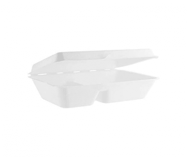 2-COMPARTMENT-2 (2) 9 x 6″ Bagasse 2 Compartment Lunch Box