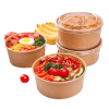 500ml2 (1) Kraft Food Bowl Clear PP Lid Fits - 500/750/1000ml