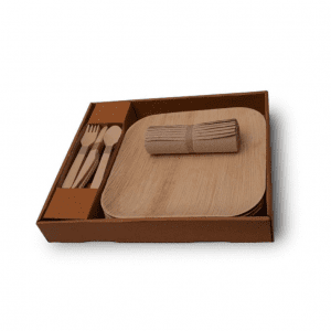 Party Pack (48 pieces) 12 each 10" Square Plate, Napkins and Cutlery