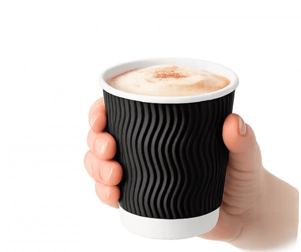 12 oz Black Ripple (2) 12oz Black Ripple Coffee Cups – Insulated Disposable Paper Cups