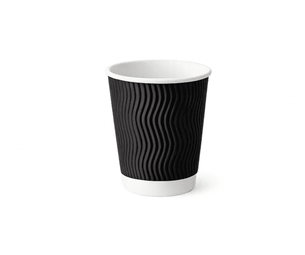 12 oz Black Ripple 12oz Black Ripple Coffee Cups – Insulated Disposable Paper Cups