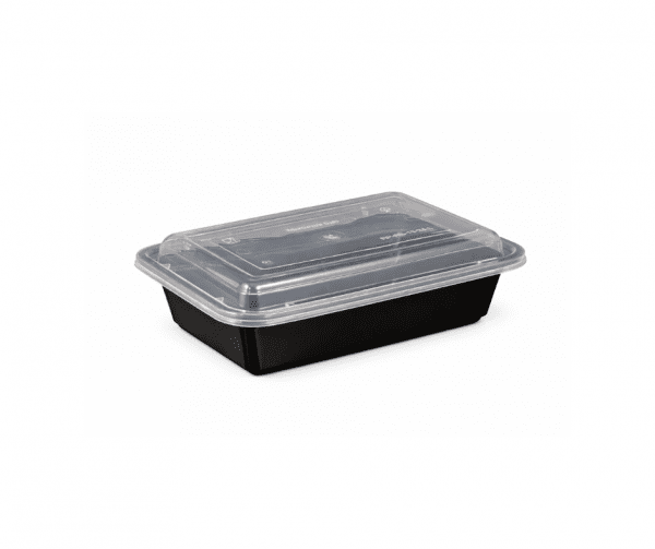 24oz Rectangular Black Plastic Container and Clear Lid 24oz Rectangular Black Plastic Container and Clear Lid